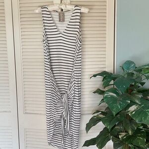 Dolan Black and White Striped Midi Dress